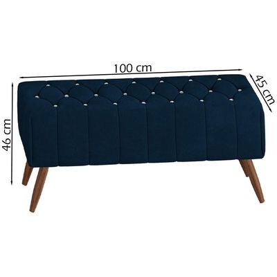 Puff Puf Para Sala 100 Cm Pes Madeira Trit Veludo Sl 948 Peer Sl 948