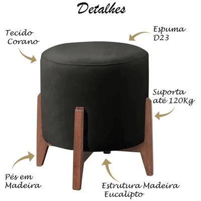 Puff Puf Sala Lhor Corano Preto Rm Preto