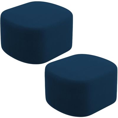 Kit 2 Puffs Decorativos Orgânico Para Living Quarto 70cm Doha W01 Suede Azul Marinho - Lyam Decor