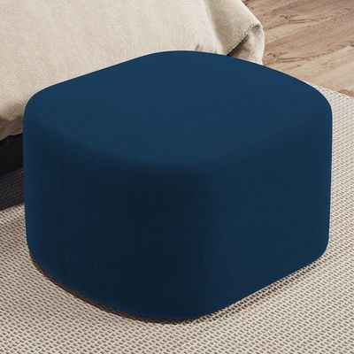 Kit 2 Puffs Decorativos Orgânico Para Living Quarto 70cm Doha W01 Suede Azul Marinho - Lyam Decor
