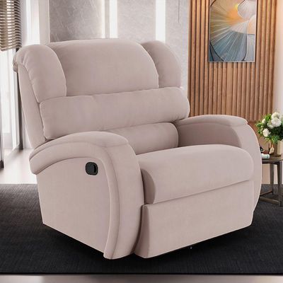 Poltrona Do Papai Reclinável Napoli Glider Giratória Massagem Veludo Rosê Fh1