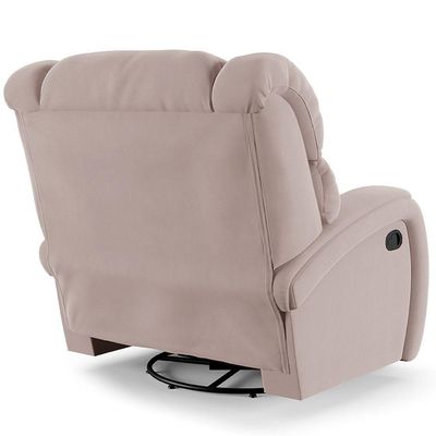 Poltrona Do Papai Reclinável Napoli Glider Giratória Massagem Veludo Rosê Fh1
