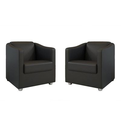 Kit 2 Poltronas Decorativa Bia Material Sintético Preto Dal Poz Estofados