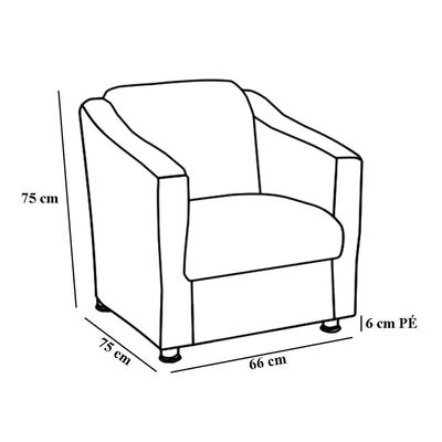 Kit 2 Poltronas Decorativa Bia Material Sintético Preto Dal Poz Estofados