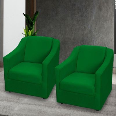 Kit 2 Poltronas Mila Pé De Plástico Cromado - Verde Suede