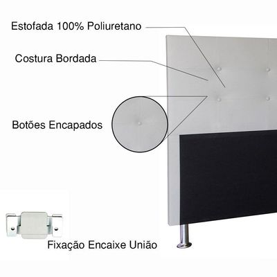 Kit Cabeceira E Calçadeira Baú Queen 1,60m Berlim Corano Branco - Pallazio