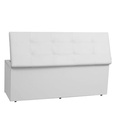 Kit Cabeceira E Calçadeira Baú Queen 1,60m Berlim Corano Branco - Pallazio