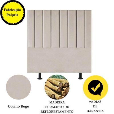 Cabeceira Estofada Cama Box Solteiro 90 Cm Carolina Corino E Frame Cor:bege