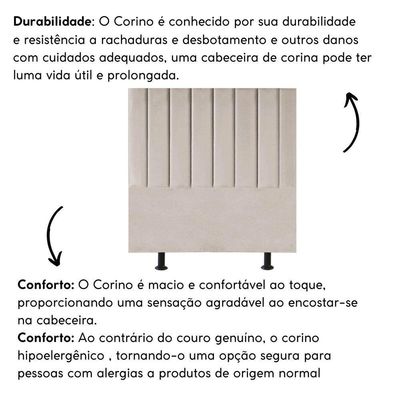 Cabeceira Estofada Cama Box Solteiro 90 Cm Carolina Corino E Frame Cor:bege