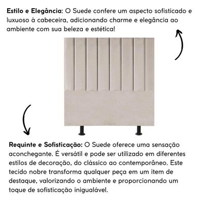 Cabeceira Estofada Cama Casal Box Queen 160 Cm Catarina Suede E Frame Cor:bege