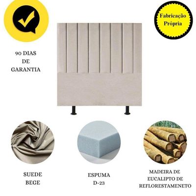 Cabeceira Estofada Cama Casal Box Queen 160 Cm Catarina Suede E Frame Cor:bege