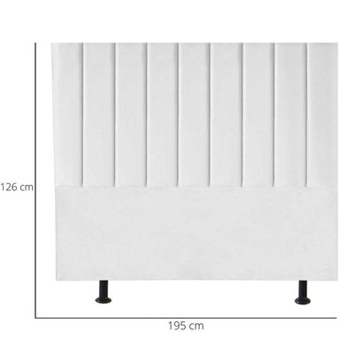 Cabeceira Estofada Cama Box King 195 Cm Maya Corino E Frame branco