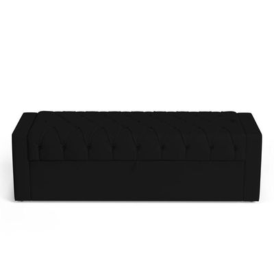 Cabeceira E Calçadeira Báu King Size Atena 195cm Capitonê Suede Preto - Desk Design