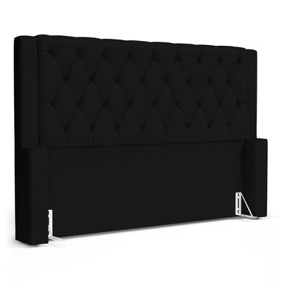 Cabeceira E Calçadeira Báu King Size Atena 195cm Capitonê Suede Preto - Desk Design