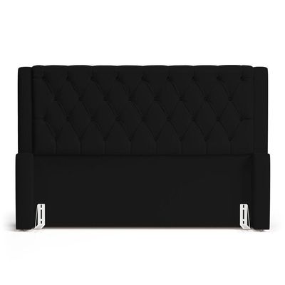 Cabeceira E Calçadeira Báu King Size Atena 195cm Capitonê Suede Preto - Desk Design
