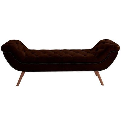 Kit Cabeceira Cama Box Casal 195cm Madrid Com Puff Recamier Santorini Couríssimo Marrom