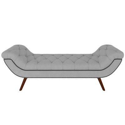 Kit Cabeceira Cama Box Casal 195cm Madrid Com Puff Recamier Santorini Veludo Cinza