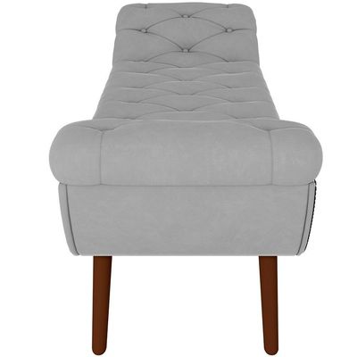 Kit Cabeceira Cama Box Casal 195cm Madrid Com Puff Recamier Santorini Veludo Cinza