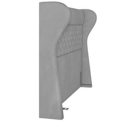 Kit Cabeceira Cama Box Casal 195cm Madrid Com Puff Recamier Santorini Veludo Cinza