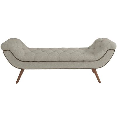 Kit Cabeceira Cama Box Casal 195cm Madrid Com Puff Recamier Santorini Bouclê Creme