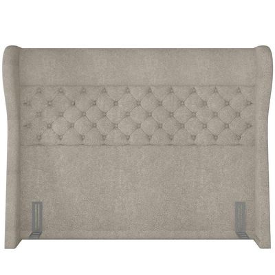 Kit Cabeceira Cama Box Casal 195cm Madrid Com Puff Recamier Santorini Bouclê Creme