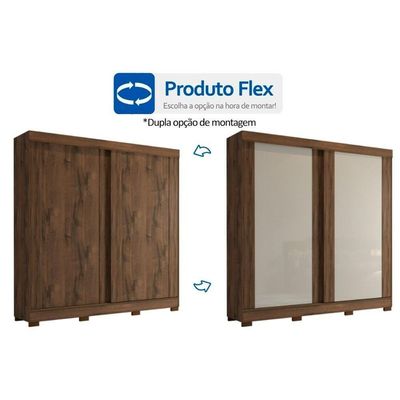 Guarda Roupa Casal 2 Portas de Correr e 3 Gavetas c/ Pés Ilhéus Cinamomo/Off White - Panan