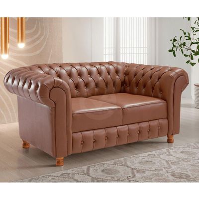 Namoradeira Chesterfield Bourbon 2 Lugares Via Encanto Courano Marrom