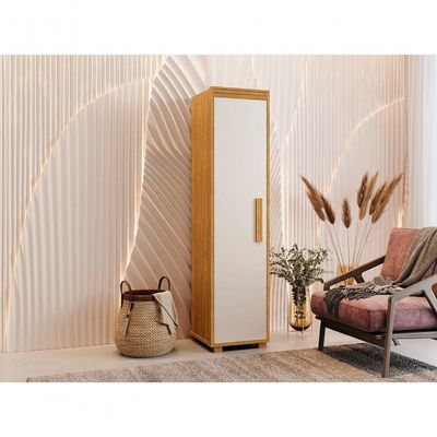 Multiuso Sapateira Modular Malta 1 Porta Camas Fenix Cor:cinamomo-off White