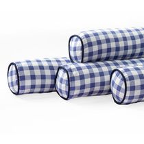 Kit Para Berço Jogo De Lençol Com Rolinhos 100% Algodão 7 Peças - Xadrez Azul