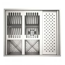 Calha P/ Cozinha Quadrada Inox Gourmet Lavanderia C/Válvula