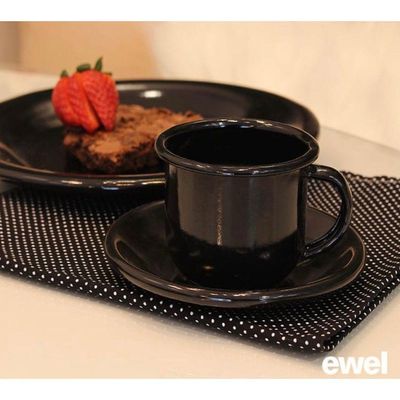 Conjunto Para Café Esmaltado 9 Peças Preto Ewel
