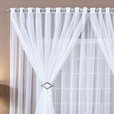 Cortina Paula 2,00M X 1,70M Branca Tecido Voal Leve Clean Para Sala Ou Quarto