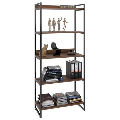 Estante Livreiro Multiuso 80cm 5 Prateleiras Nogal