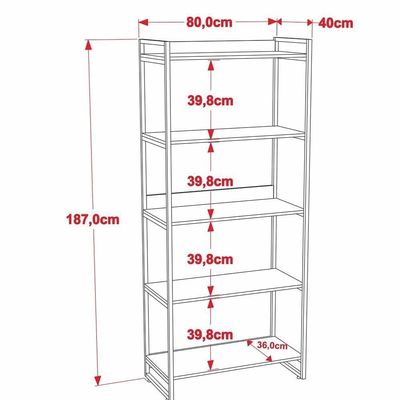 Estante Livreiro Multiuso 80cm 5 Prateleiras Nogal