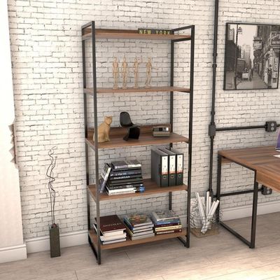 Estante Livreiro Multiuso 80cm 5 Prateleiras Nogal