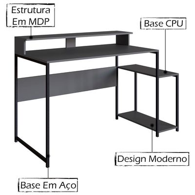 Mesa Para Computador Gamer Ryze 4500 Preto Grafite