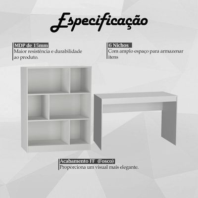 Mesa E Estante Para Escritorio Gamer B28 Branco Novam Branco