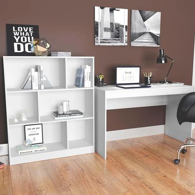 Mesa E Estante Para Escritorio Gamer B28 Branco Novam Branco