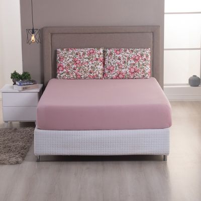 Jogo de Cama Lençol Sonho Bom Solteiro em Malha Algodão 3 Peças - Rosê - 100% Algodão