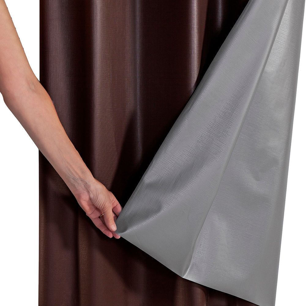 Cortina Blackout Pvc Com Tecido Voil Xadrez 2,00 M X 1,40 M - Marrom