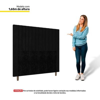 Cabeceira Cama Box Solteiro Nala 90cm Suede Preto - Abmaza