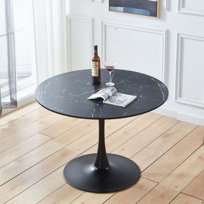 Mesa De Jantar Tulipa Saarinen Redonda 150 Cm Mármore Nero