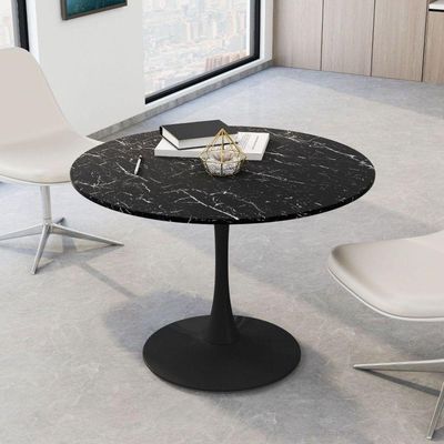 Mesa De Jantar Tulipa Saarinen Redonda 150 Cm Mármore Nero