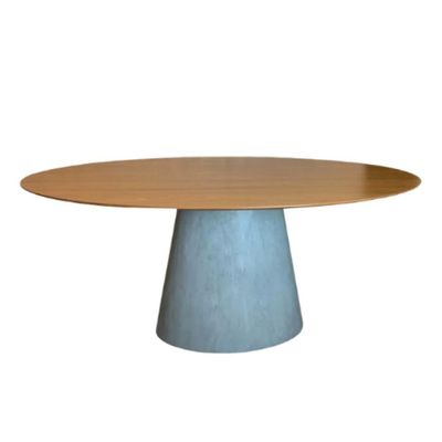 Mesa De Jantar Cone Oval 244X122Cm Base Cimento Queimado