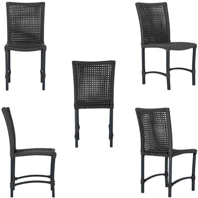 Mesa Ascoli 120 Cm Com 6 Cadeiras Cannes De Alumínio Trama Preto