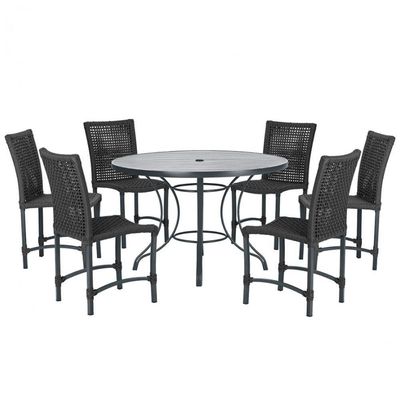 Mesa Ascoli 120 Cm Com 6 Cadeiras Cannes De Alumínio Trama Preto