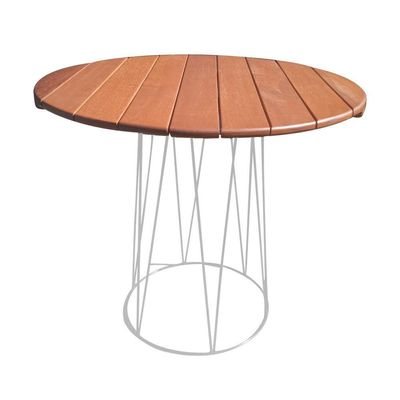 Mesa Para área Gourmet Redonda 90cm Logan Base Em Ferro Branco Branco
