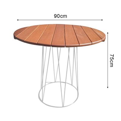 Mesa Para área Gourmet Redonda 90cm Logan Base Em Ferro Branco Branco