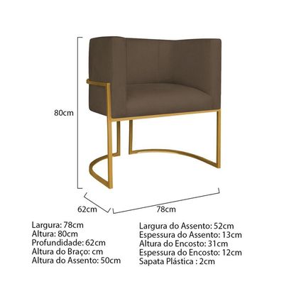 Kit Divã Luna 185cm Lado Direito E 01 Poltrona Base De Ferro Dourado Suede Marrom