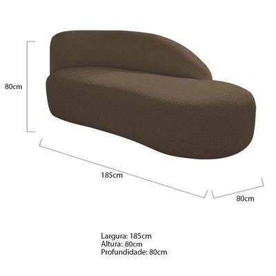 Kit Divã Luna 185cm Lado Direito E 01 Poltrona Base De Ferro Dourado Suede Marrom